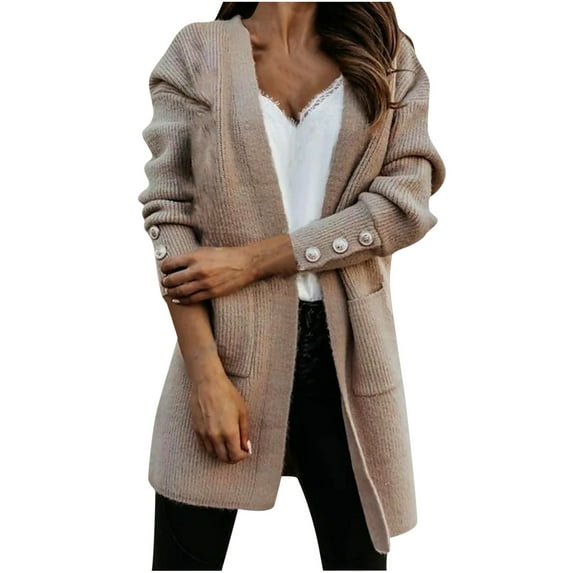 Lindreshi Cardigan Sweaters for Women Women's Fashion Sweater Coat Top V-Neck Loose Hollow Out Sleeve Coat