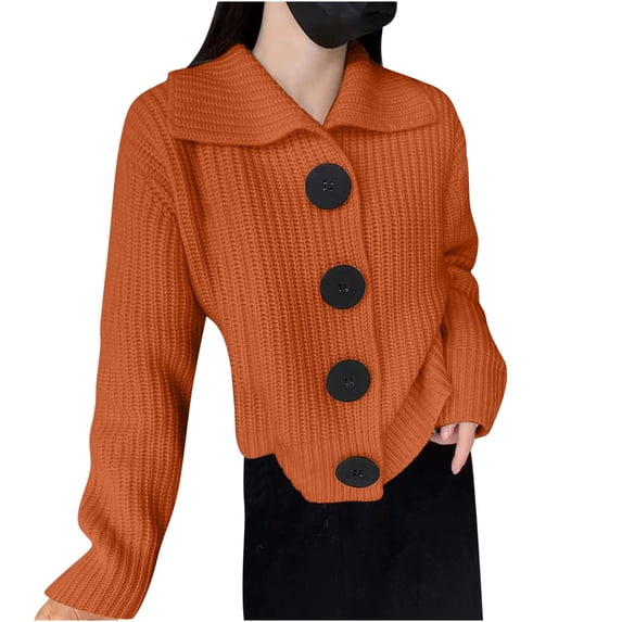 Lindreshi Cardigan Sweaters for Women Women's Lazy Style High Collar French Retro Gentle Style Knitted Cardigan Jacket