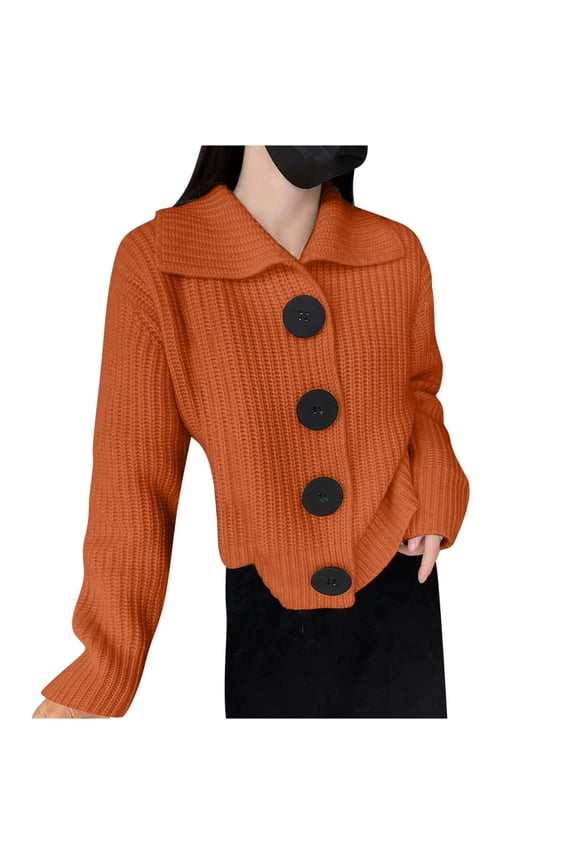 Cardigan Sweaters for Women Women's Lazy Style High Collar French Retro Gentle Style Knitted Cardigan Jacket