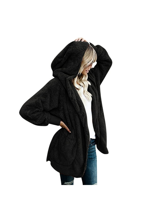 Cardigan Sweaters for Women Women's Solid Color Casual Plush Cardigan Long Sleeve Pockets Blouse Coat Tops