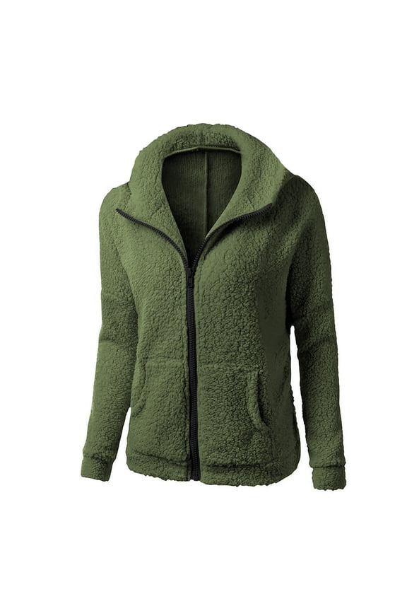 Cardigan Sweaters for Women Women's Solid Color Pol Sweater Long Sleeve Hooded Casual Coat/Jacket