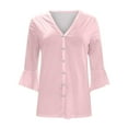 thumbnail image 1 of Lindreshi Cardigans for Women Women's Floral Print Puff Sleeve Cardigan Loose Cover up Blouse Tops 3/4 Sleeve Ruffle Open Front Button Cardigan, 1 of 3