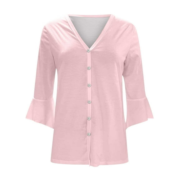 Lindreshi Cardigans for Women Women's Floral Print Puff Sleeve Cardigan Loose Cover up Blouse Tops 3/4 Sleeve Ruffle Open Front Button Cardigan