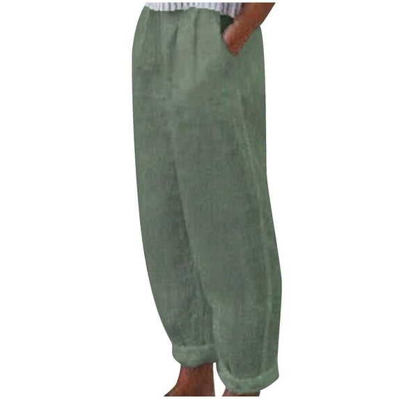 Lindreshi Cargo Pants Women Clearance Fashion Women Summer Casual Loose Cotton And Linen Pocket Trousers Pants