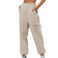 thumbnail image 1 of Lindreshi Cargo Pants Women Women Casual Trousers High Waist Drawstring with Multi-Pockets Long Pants, 1 of 1