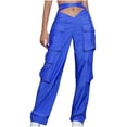 thumbnail image 1 of Lindreshi Cargo Pants Women Clearance Women's Street Style Fashion Design Sense Multi Pocket Overalls Low Waist Sports Pants, 1 of 8