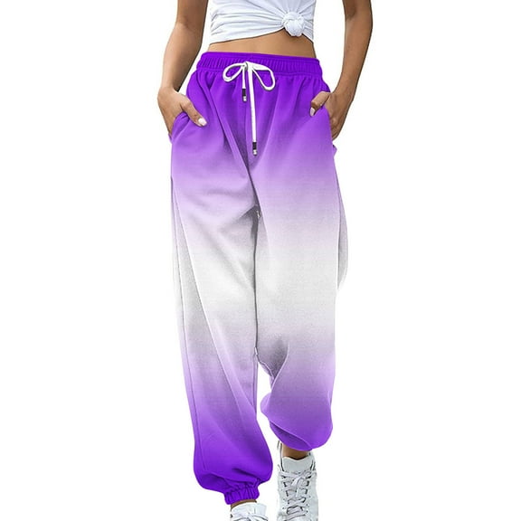 Lindreshi Cargo Pants Women Clearance Womens Gradient Sweatpants Loose Lounge Trousers with Pockets High Waist Pants