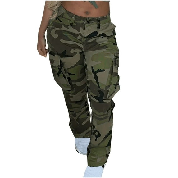 Lindreshi Cargo Pants for Women Women's High Waist Straight Tube Multicolor Camouflage Cargo Pants