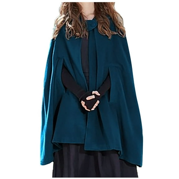 Lindreshi Cloak with Hood Women Women Trench Coat Open Front Cardigan Jacket Coat Shawl Cape Cloak Mantle Plus