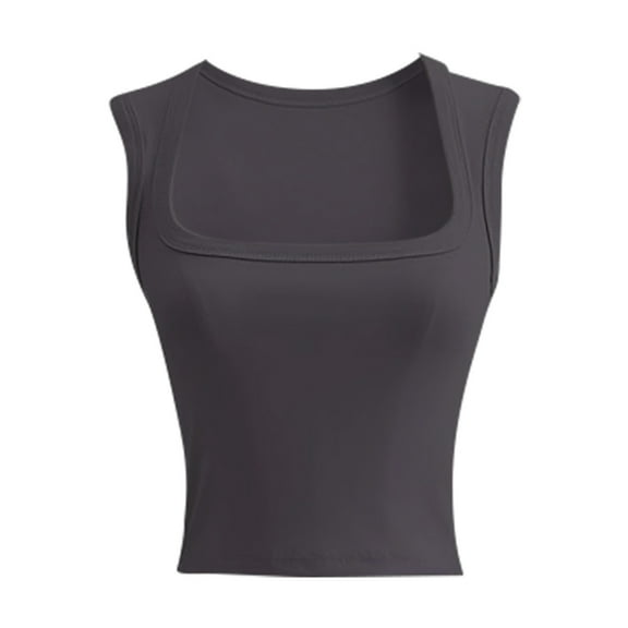 Lindreshi Crop Tops for Women Women's Sleeveless Summer Casual Tops Regular Round Neck Solid Sleeveless Vest Tops