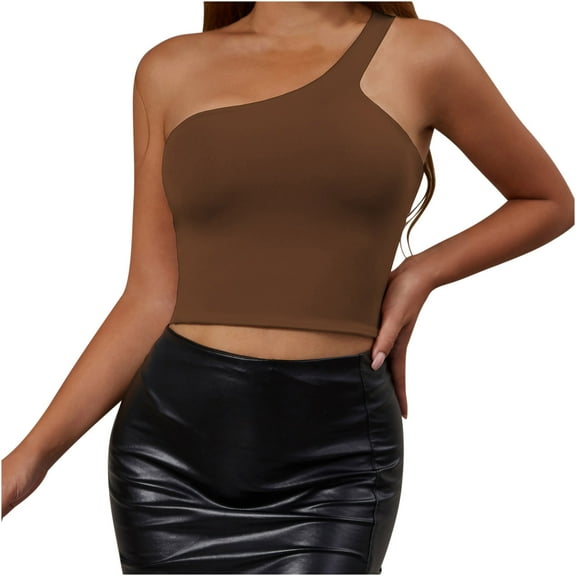 Lindreshi Crop Tops for Women Sexy Y2K Fashion Women Sleeveless Shoulder Garment Comfortable Breathable Round-Neck Blouses Tops