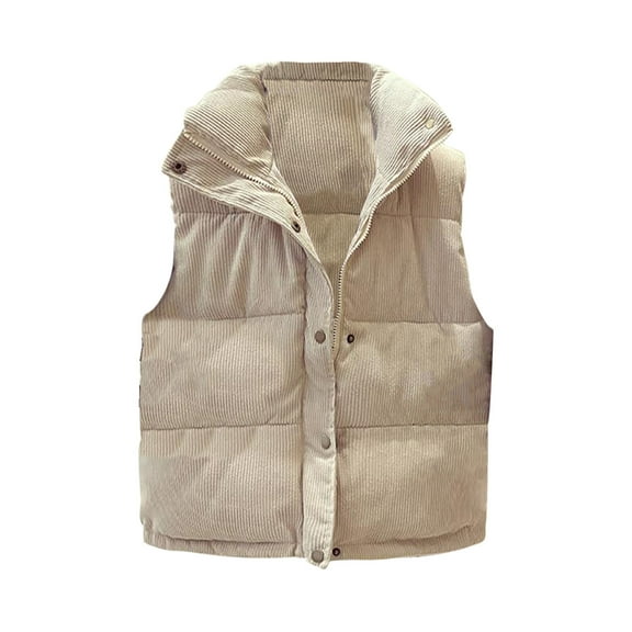Lindreshi Cropped Puffer Vest Clearance Fashion Womens Waistcoat Vest Gilet Jacket Coat Outwear Solid Keep Warm Tops