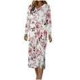 thumbnail image 1 of Lindreshi Dresses for Women 2024 Casual Fall Women's Short Sleeved V-Neck Fashion Print High Waist Mid-Calf V-Neck Dress, 1 of 6