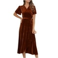thumbnail image 1 of Lindreshi Fall Dresses for Women Homecoming Dresses Women's and Winter Long Sleeve Pocket Knitting Medium Long Waistband Lace Up Sweater Dress Long Sleeve Round Neck Dress, 1 of 5