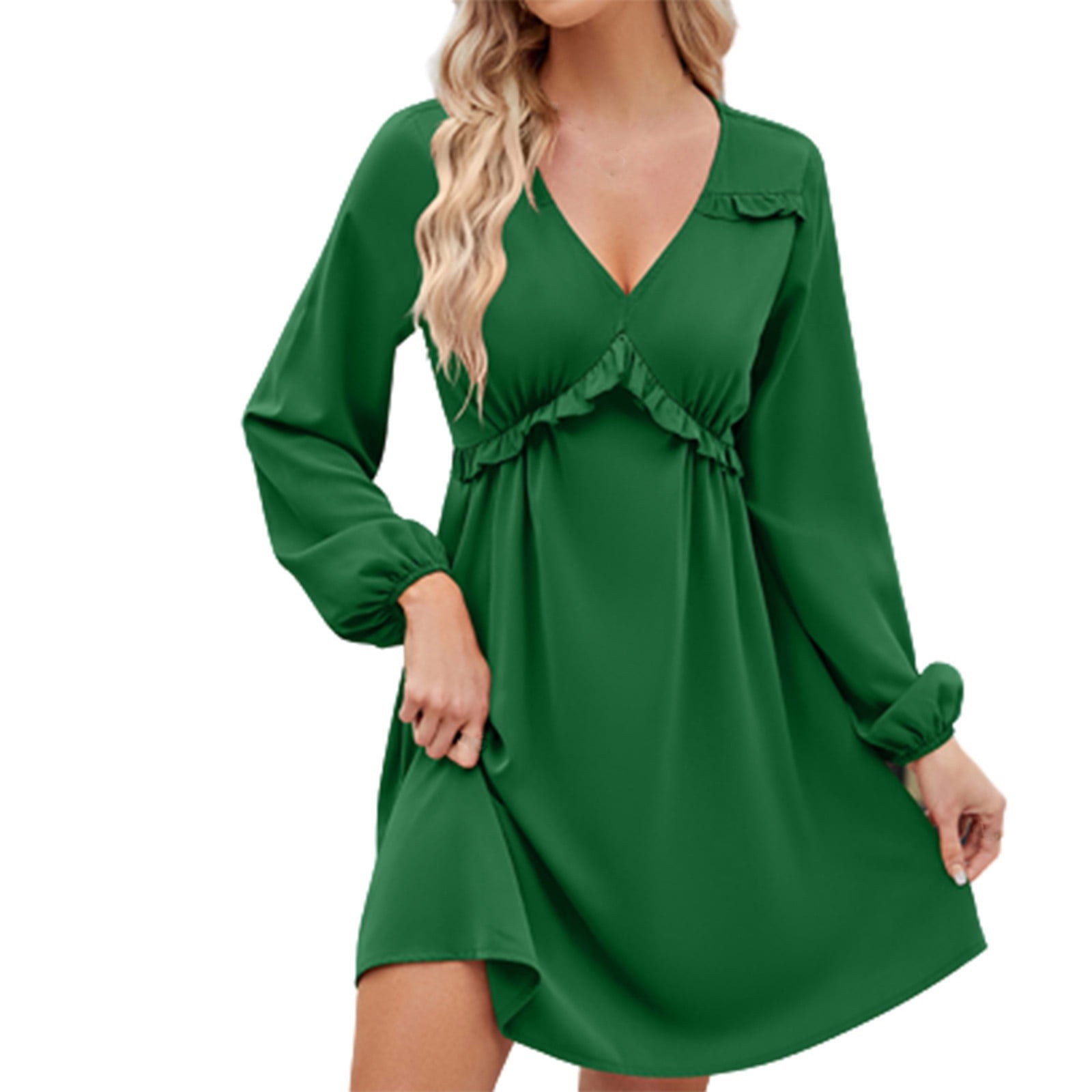 fall dresses for young adults Fashion 2025 Lindreshi Fall Dresses for Teens with Long Sleeves Fashion  Women's Bandage Casual Long Sleeve Dress V-Neck Ladies Solid Dresses