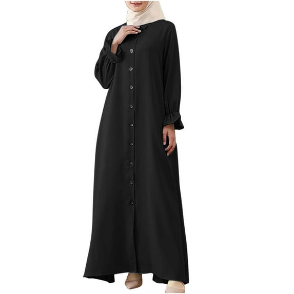 Lindreshi Fall Dresses for Women 2023 Homecoming Dresses Women's Fashion Turndown Collar Loose Long Sleeve Solid Ankle-Length Dress Long Dress