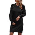 thumbnail image 1 of Lindreshi Fall Dresses for Women 2023 Homecoming Dresses Women's Winter Casual Solid Color Knitted Sweater Long Sleeve Button Dress, 1 of 7