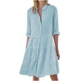 thumbnail image 1 of Lindreshi Fall Dresses for Women 2025 Homecoming Dresses Fashion Women's Dresses Casual Long Sleeve Stripe Print Lapel Shirt Dress, 1 of 6