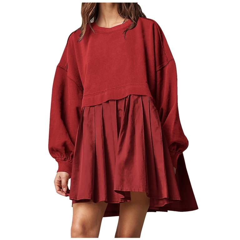 Lindreshi Fall Dresses for Women Homecoming Dresses Fall and Winter New  Slim Temperament Dress V-Neck Bubble Sleeve Pleated Skirt - Walmart.com