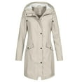 thumbnail image 1 of Lindreshi Fall Rain Jackets for Women Waterproof with Hood Women's Solid Color Rain Jacket Outdoor Hooded Windproof Long Coat, 1 of 5