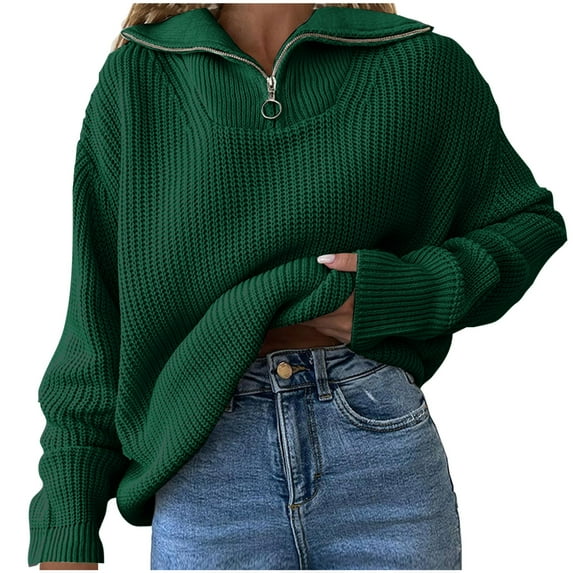 Lindreshi Fall Sweaters for Women Trendy Women's Loose Solid Color Fashion Turtleneck Pullover Sweater Turtleneck Sweater