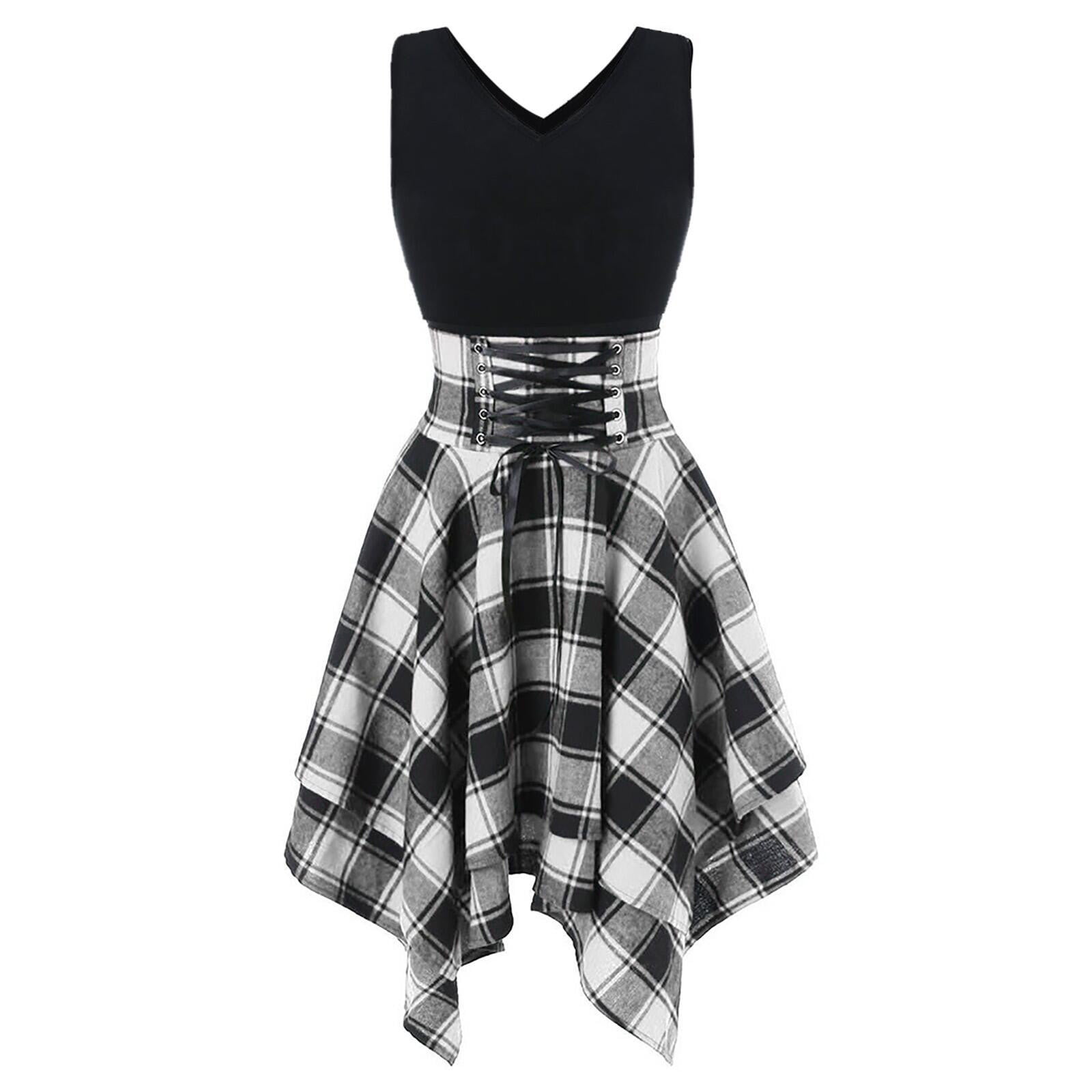chinese dress ladies Women's Gothic Mesh Lace-up Irregular Slip Dress  Punk Design
