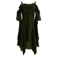 thumbnail image 1 of Lindreshi Gothic Dresses for Women Halloween Women's Fashion Dark In Ruffle Sleeves Off Shoulder Gothic Midi Dress, 1 of 3