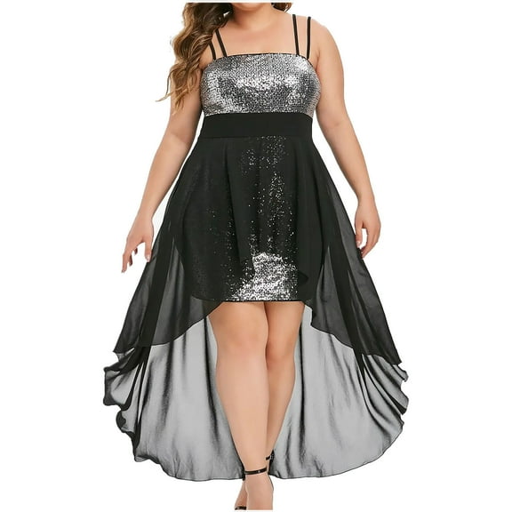 Lindreshi Homecoming Dresses Plus Size Women Fashion Sling Deep Sequin Loose Evening Dresses Plus Size Dress