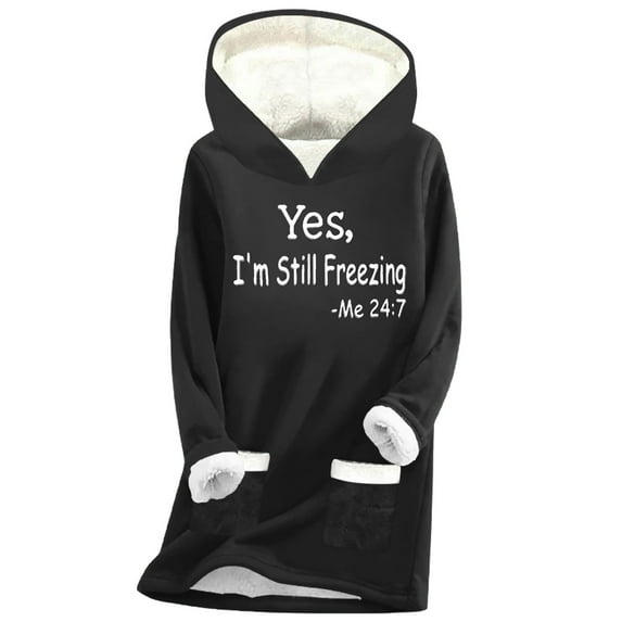 Lindreshi Hoodies for Women Sweatshirts Women's Digital Printed Plush and Thickened Fashionable Casual Long Sleeved Hooded Round Neck Sweatshirt