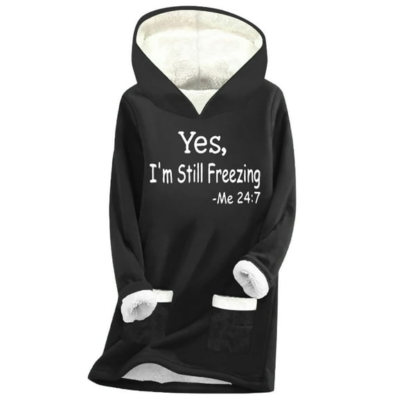 Lindreshi Hoodies for Women Sweatshirts Women's Digital Printed Plush and Thickened Fashionable Casual Long Sleeved Hooded Round Neck Sweatshirt