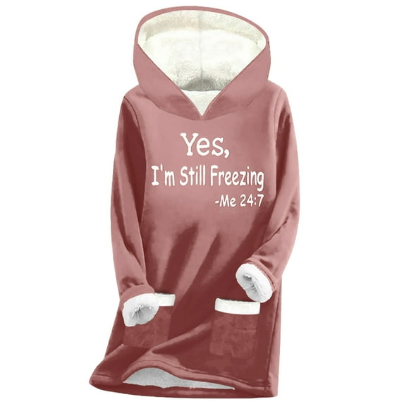 Lindreshi Hoodies for Women Sweatshirts Women's Digital Printed Plush and Thickened Fashionable Casual Long Sleeved Hooded Round Neck Sweatshirt