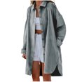 thumbnail image 1 of Lindreshi Jackets for Women Casual Fall Fall Women Fashion Lapel Button Casual Long Sleeve Split Over Size Collar Overcoat, 1 of 9