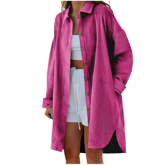 Lindreshi Jackets for Women Casual Fall Fall Women Fashion Lapel Button Casual Long Sleeve Split Over Size Collar Overcoat