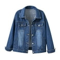 thumbnail image 1 of Lindreshi Jean Jacket Women Clearance Women Spring and Warm Long Sleeve Denim Jacket Outerwear, 1 of 4