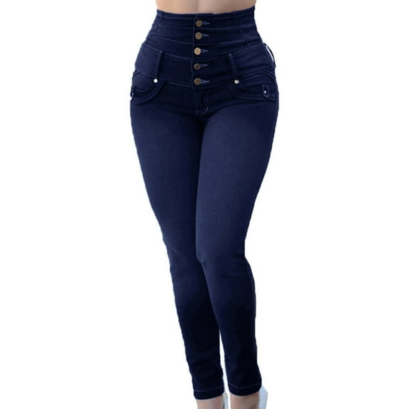 Lindreshi Jeans for Women Plus Size Clearance Women High Waisted Skinny Jeans Stretch Slim Pants Calf Length Jeans