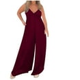 thumbnail image 1 of Lindreshi Jumpsuits for Women Women'S Spring/Summer Solid Color Lace Lace-Up Plus Size Jumpsuit Pants, 1 of 6