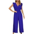 thumbnail image 1 of Lindreshi Jumpsuits for Women Clearance Womens Fashion Summer Solid Casual Ruffle Sleeveless Suspender Jumpsuit, 1 of 5