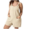 thumbnail image 1 of Lindreshi Jumpsuits for Women Plus Size Shorts Plus Size Womens Fashion Summer Solid Casual Sleeveless Suspender Short Jumpsuit, 1 of 7