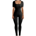 thumbnail image 1 of Lindreshi Jumpsuits for Women Shorts Women's Threaded Low Neck Short Sleeve Hip-Lifting Slim Jumpsuit, 1 of 6