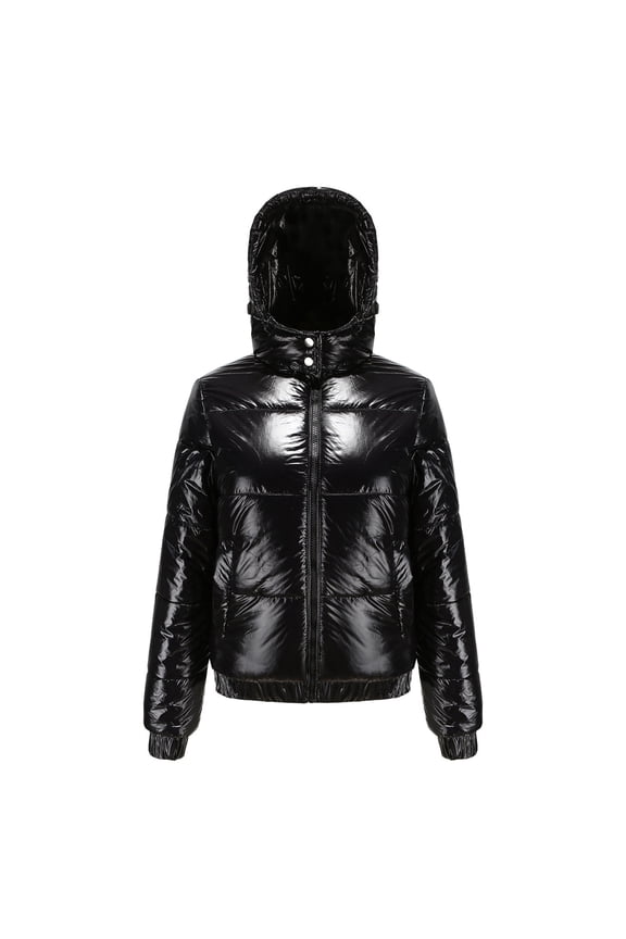Leather Jacket for Women Womens Warm Long Sleeve Jacket Slim Winter Parkas Leather Hooded Coats