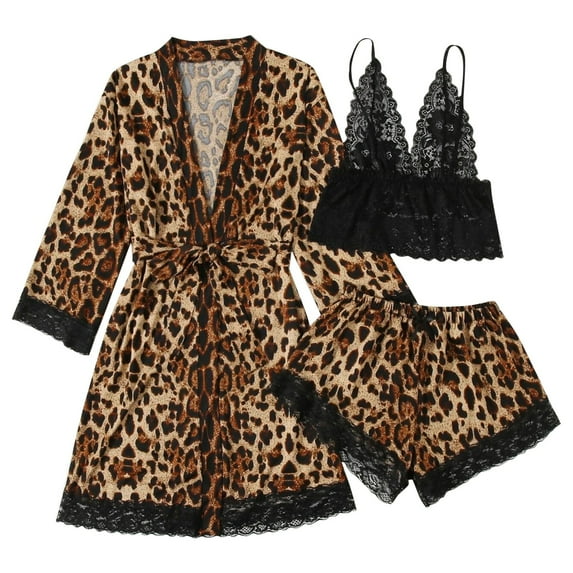 Lindreshi Lingerie Sets for Women 2pc Set Satin Silk Pajamas Women Nightdress Lingerie Robes Underwear Sleepwear