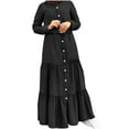 thumbnail image 1 of Lindreshi Long Sleeve Dresses for Women Plus Size Maxi Women's Long Sleeved Solid Color Loose Fitting Shirt Long Skirt Round Neck and Ankle Dress, 1 of 5