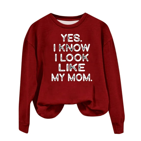 Lindreshi Long Sleeve Shirts for Women Christmas Fashion Women's Casual Long Sleeve Round Neck Printed Ladies Sweatshirt Tops Blouse