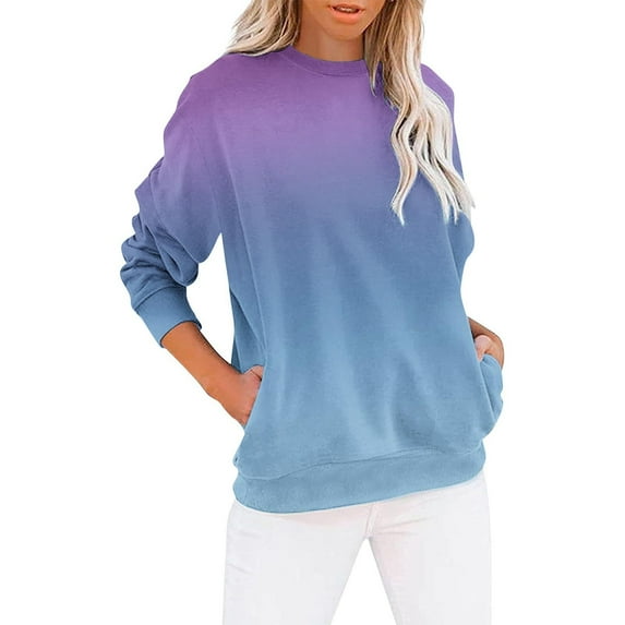 Lindreshi Long Sleeve Shirts for Women Clearance Women's Fashion Printed T-Shirt Long Sleeves Blouse Round Neck Casual Tops Sweatshirt