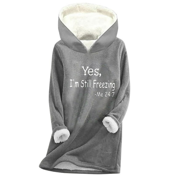 Lindreshi Long Sleeve Shirts for Women Women's Digital Printed Plush and Thickened Fashionable Casual Long Sleeved Hooded Round Neck Sweatshirt