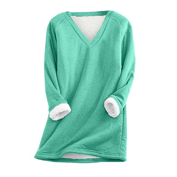 Lindreshi Long Sleeve Shirts for Women Plus Size Fashion Women's Comfortable Large Loose Raglan Top Thickened and Velvet Lamb Wool Warm Underlay