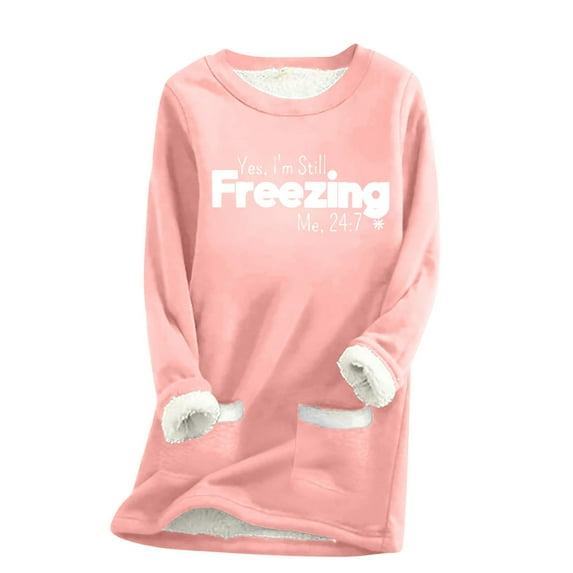 Lindreshi Long Sleeve Shirts for Women Plus Size Women's Large Loose Print Top Thickened and Velvet Lamb Wool Warm Underlay