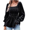 thumbnail image 1 of Lindreshi Long Sleeve Shirts for Women Women's Fashion Sexy Pleated Print Regular Women's Long Sleeve Round Neck Loose, 1 of 8