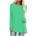 thumbnail image 1 of Lindreshi Long Sleeve Shirts for Women Women's Solid T-Shirt Long Sleeves Blouse Round Neck Casual Tops, 1 of 5