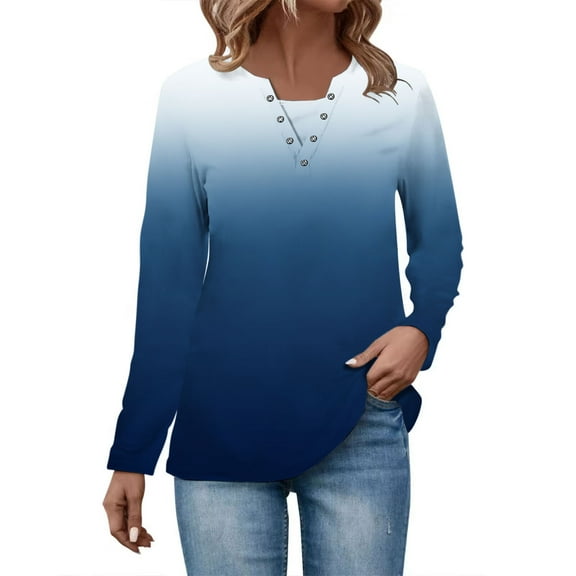 Lindreshi Long Sleeve Shirts for Women's Christmas Printed V-Neck 3/4 Sleeve Pleated Top